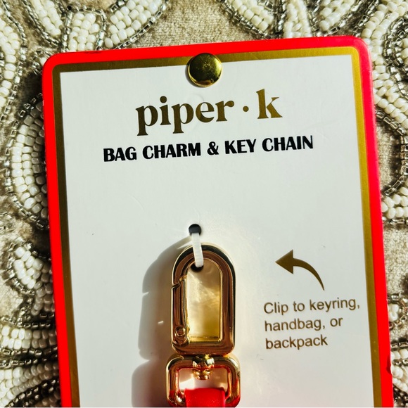 Piper Gold and Red Bag Charm Key Chain - Picture 2 of 6